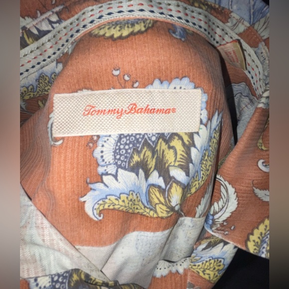 TOMMY BAHAMA Silk Hawaiian Floral Mens Casual Button Front Short Sleeve Top XL - Picture 13 of 14